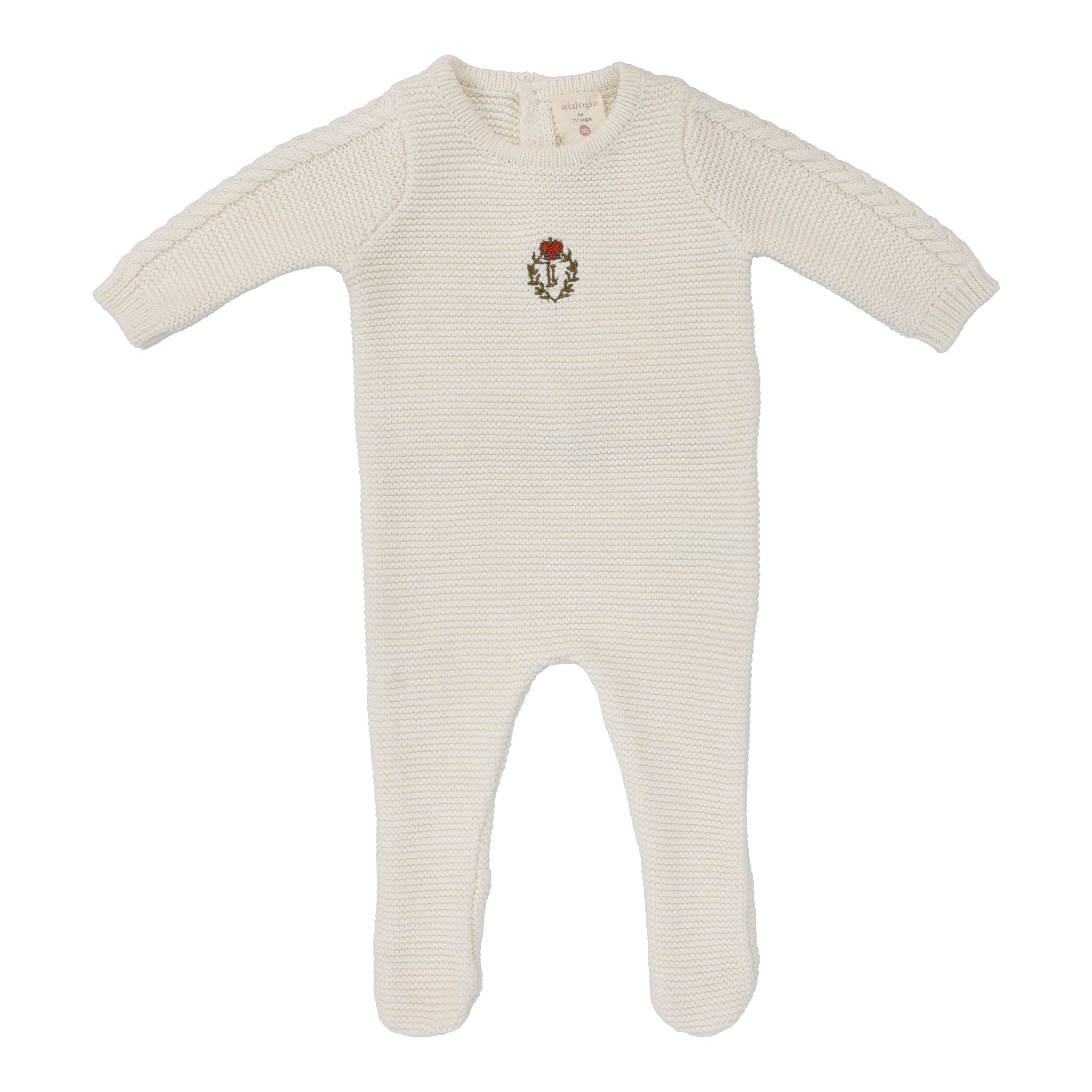 Lil Legs Crest Knit Footie - Navy