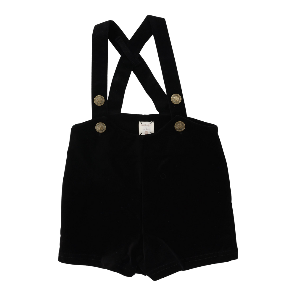 Velvet Suspender Shorts - Black