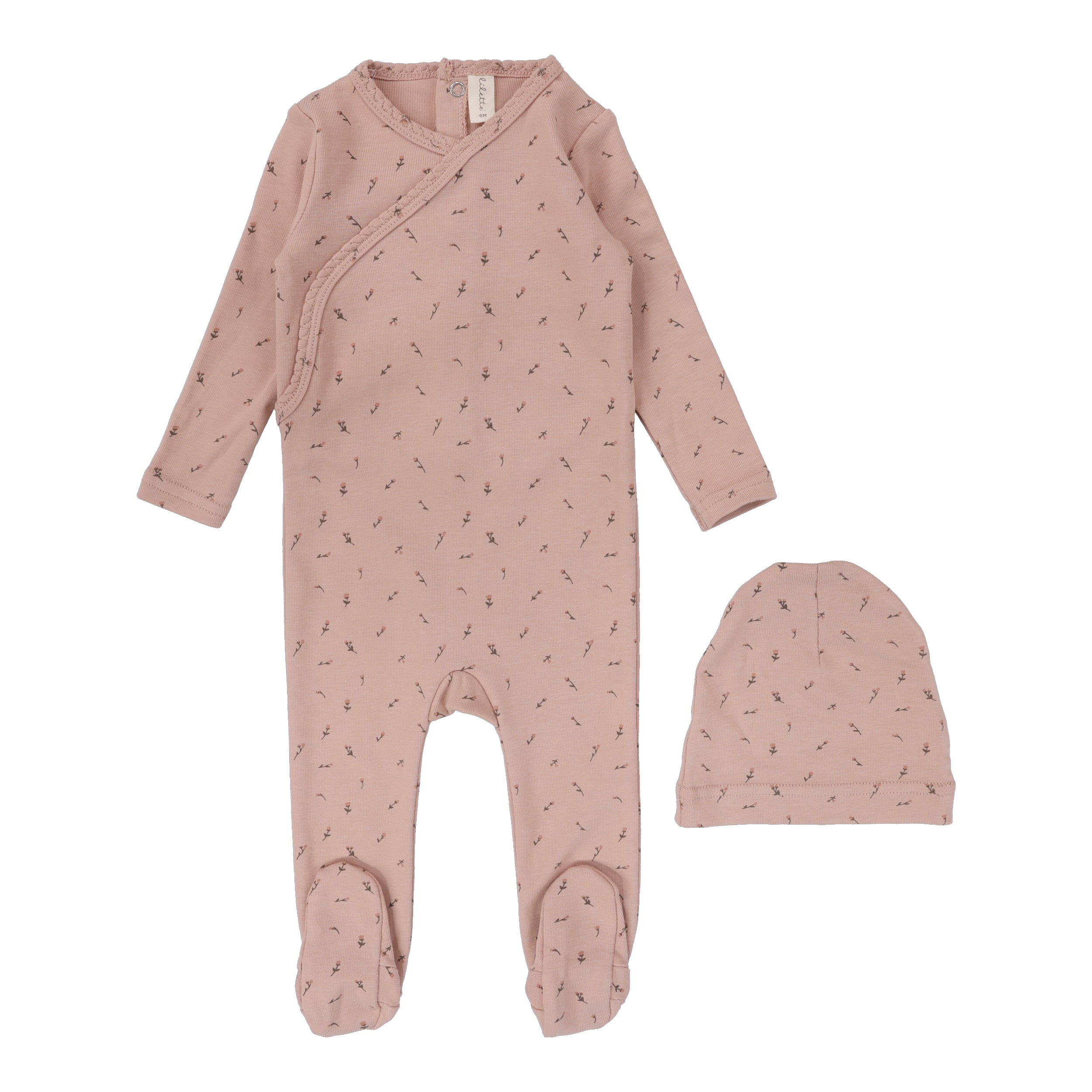 Lilette Printed Wrapover Footie & Beanie Set - Clover Ivory Lilette Printed Wrapover Footie & Beanie Set - Clover Ivory