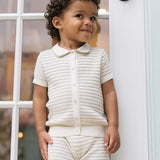 Textured Stripe Knit Set-Clear Blue