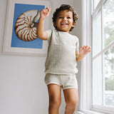 Boys Knit Emblem Set-Clear Blue