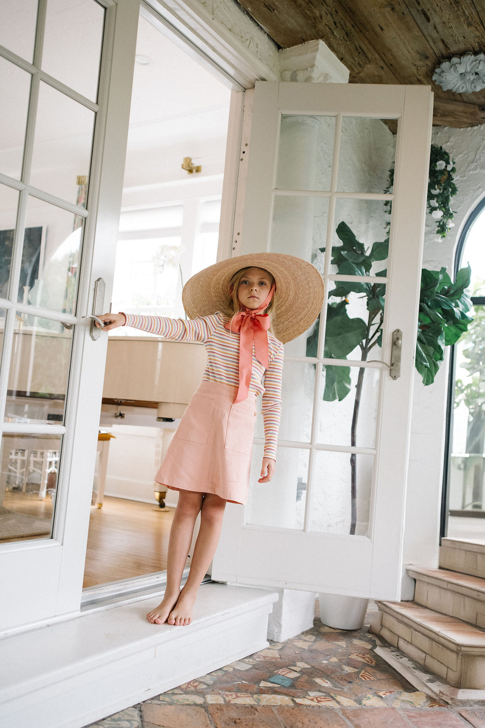 Common Folk Twill Skirt-Pink