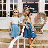 Denim Flared Skirt-Blue Tencel