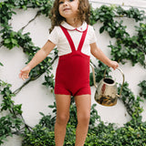 Scallop Suspender Shorts-Bud Pink