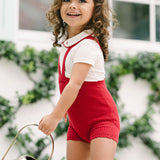 Peter Pan Onesie With Piping-White/Red