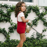 Peter Pan Onesie With Piping-White/Red