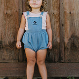 Denim City Girls Romper-Mid Blue Wash