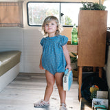 Dainty Denim Girls Romper-Blue Wash