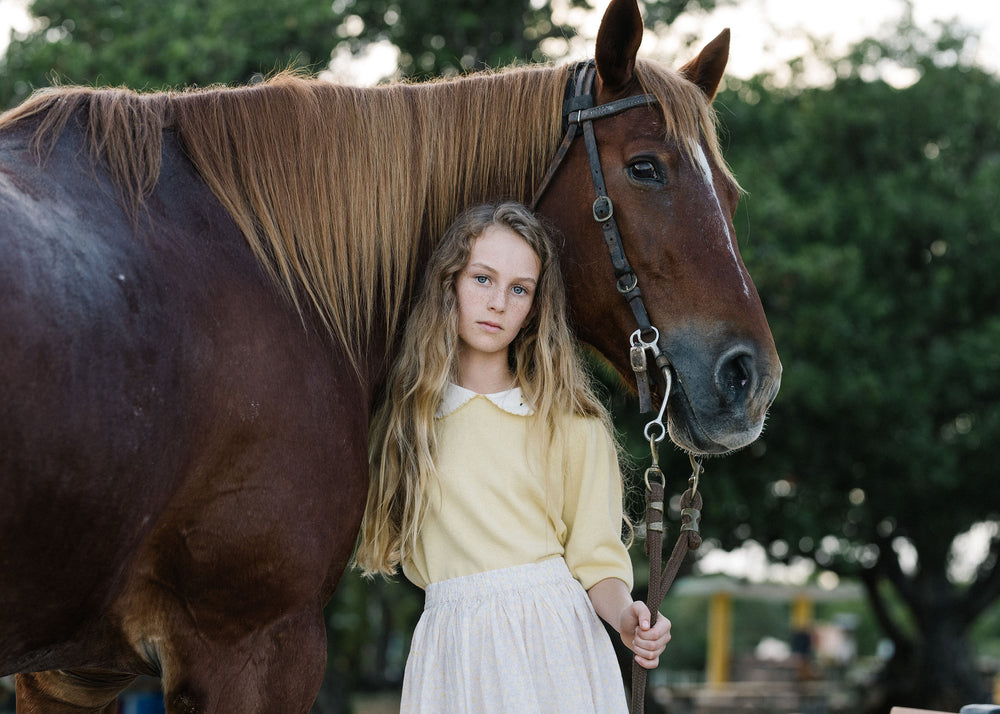 Sunny Blossoms Girls Sweater-Yellow