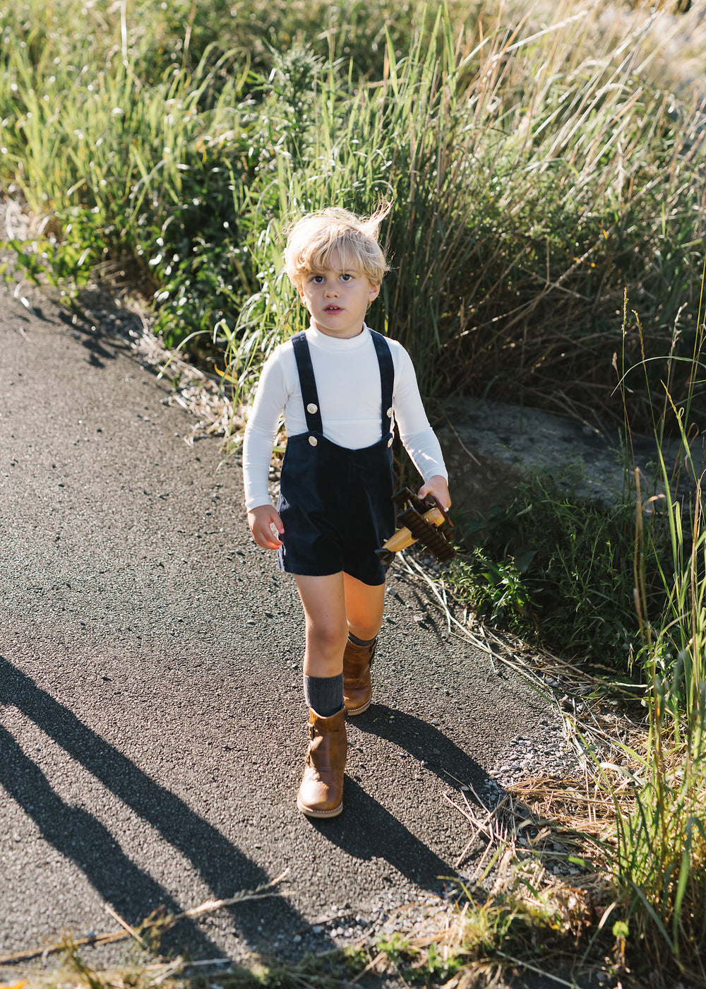 Velvet Suspender Shorts - Black