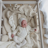 Printed Wrapover Footie Set-Cream/Pink