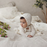 Printed Wrapover Layette Set-Cream/Pink