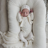 Floret Print Layette Set-Cream/Blue