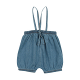 Bubble Suspender Shorts - Denim Tencel