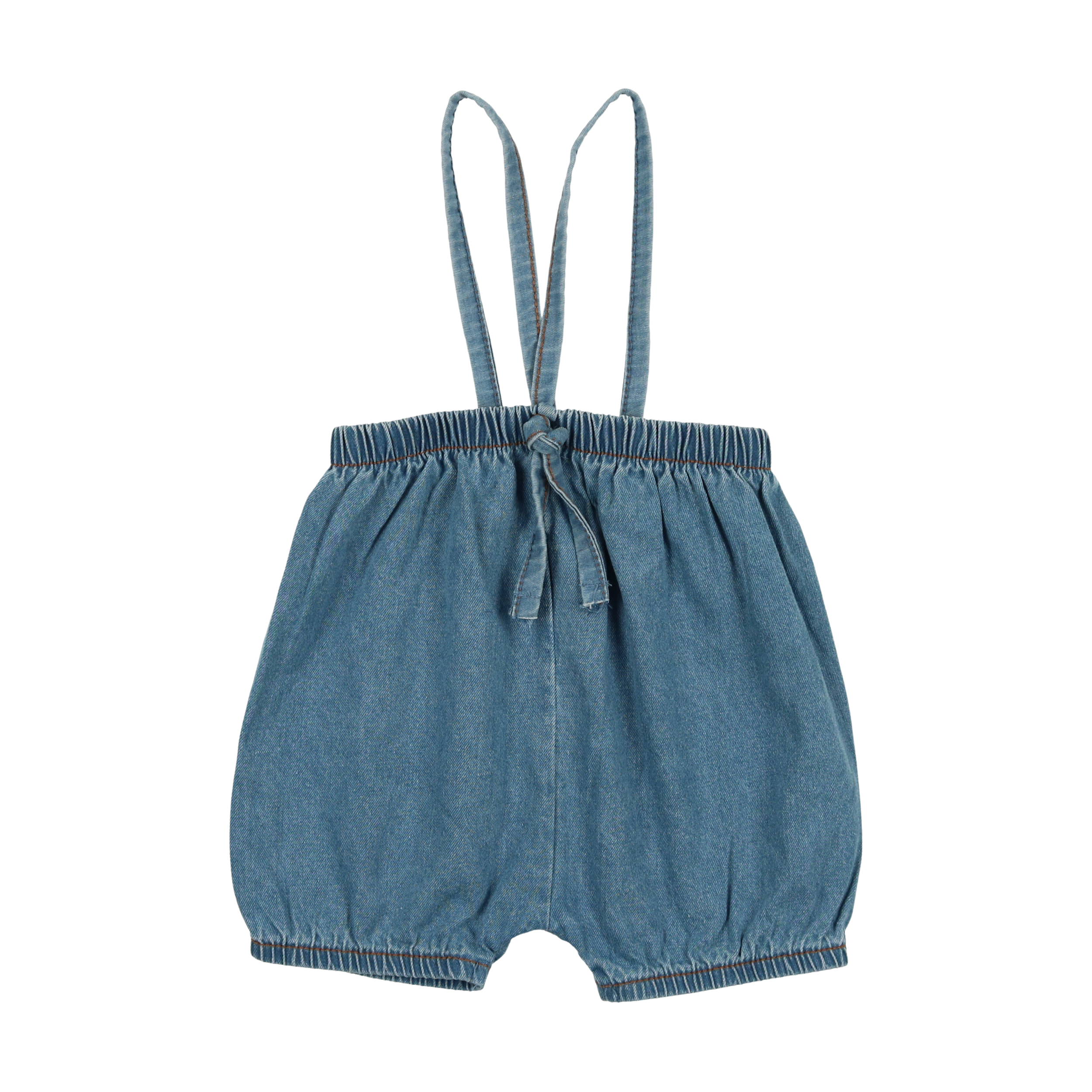 Bubble Suspender Shorts - Denim Tencel