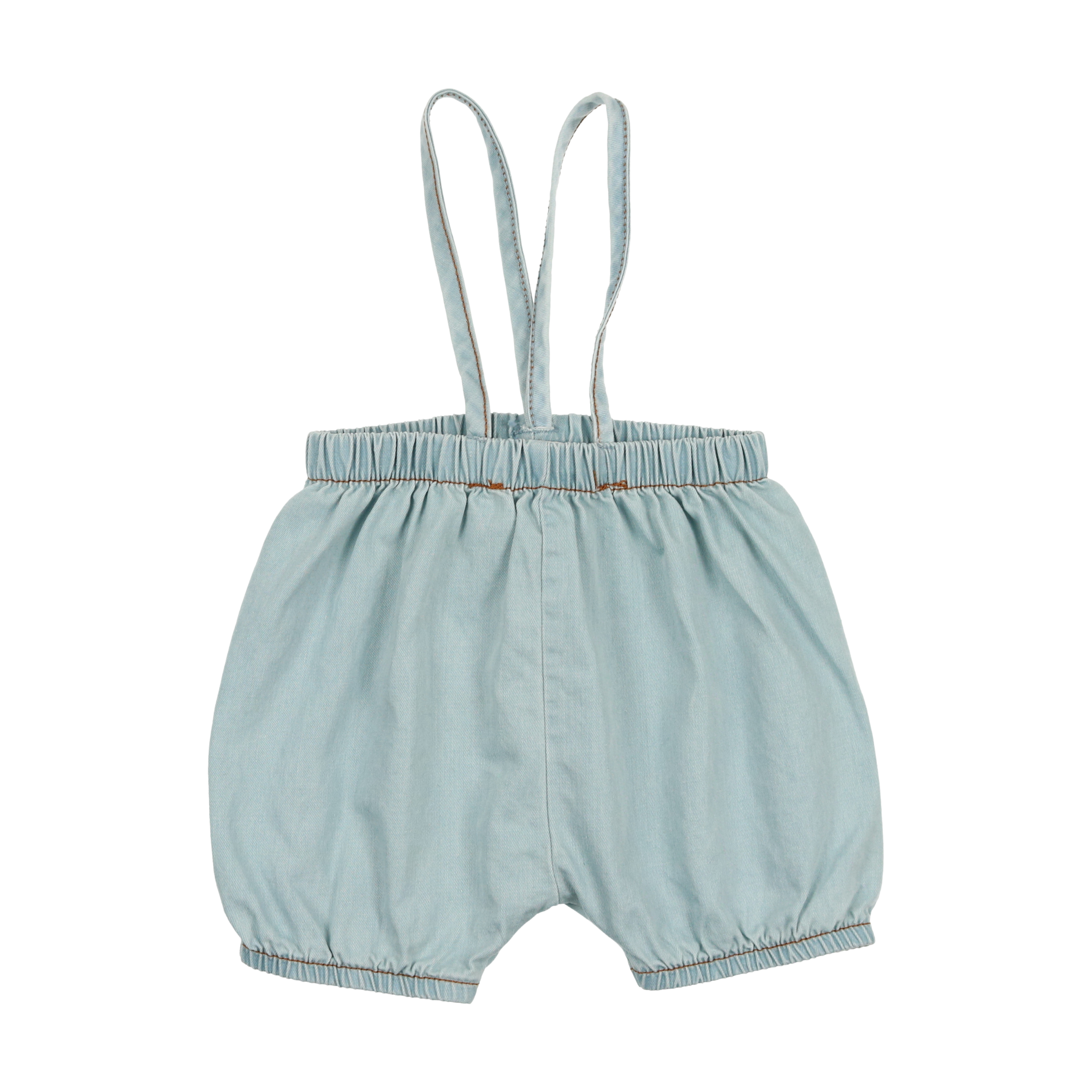 Bubble Suspender Shorts - Chambray