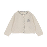 Diamond pointelle cardigan-cream/blue