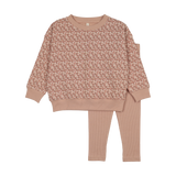 Dahlia vines toddler set-dusty pink