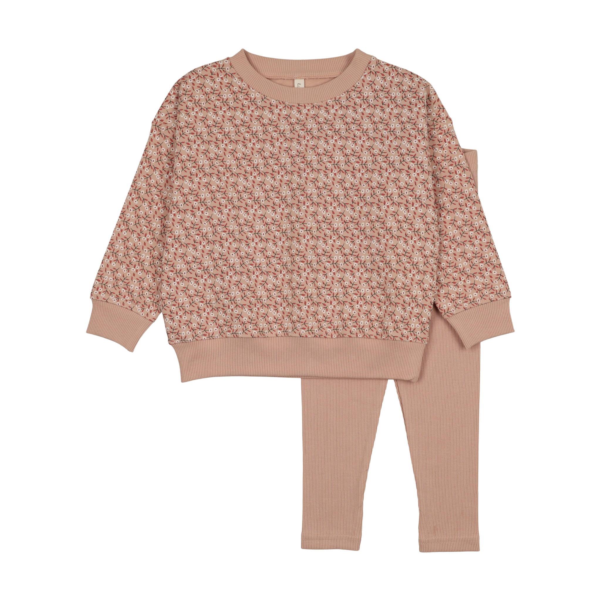 Dahlia vines toddler set-dusty pink