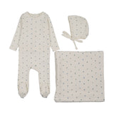 Bitsy floral layette set-cream/blue