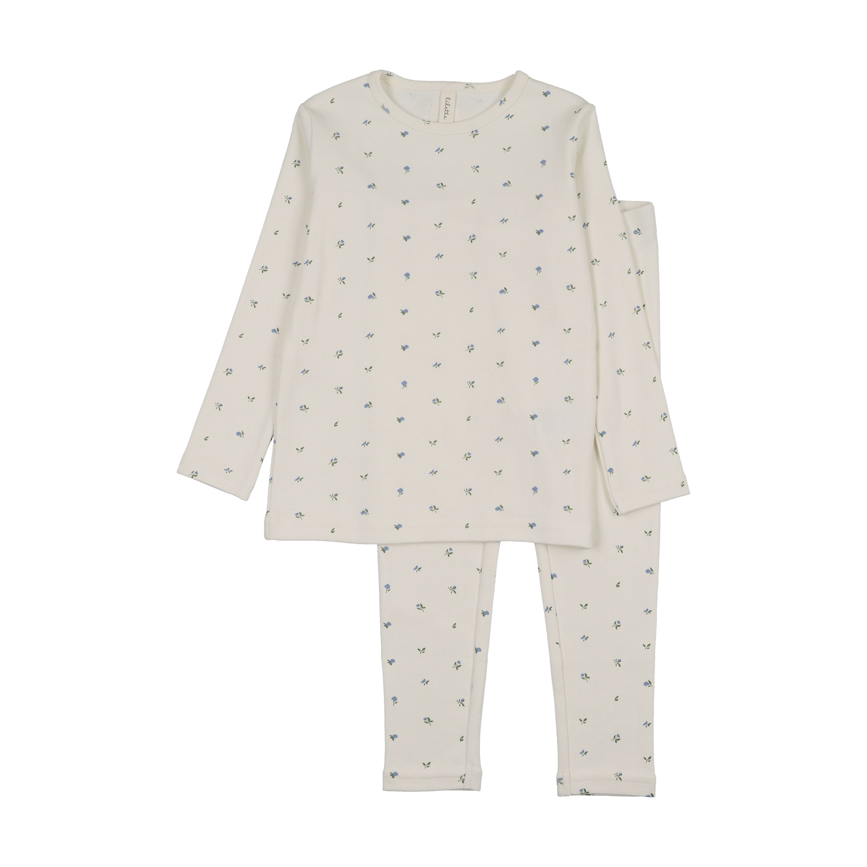 Bitsy floral lounge set-cream/blue