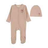 Velour snap down footies set-pale pink