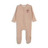 Velour snap down footie-pale pink
