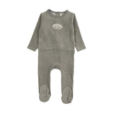 Velour patch footie-light blue