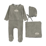 Velour patch layette set-light blue