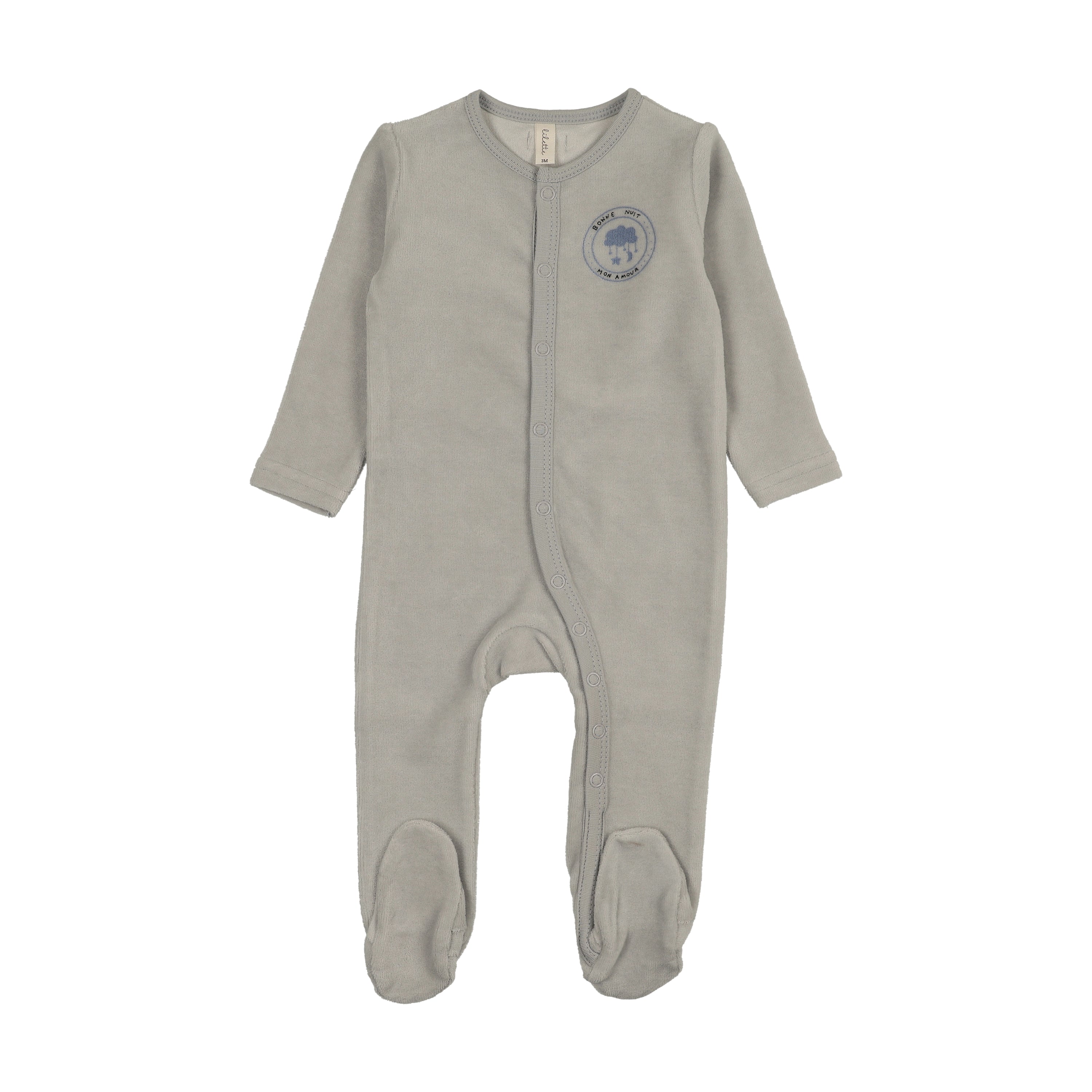 Velour snap down footie-pale blue