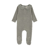 Velour crest emblem footie-light blue