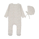 Branch velour footie set-cream/pink