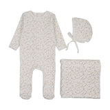 Branch velour layette set-cream/pink