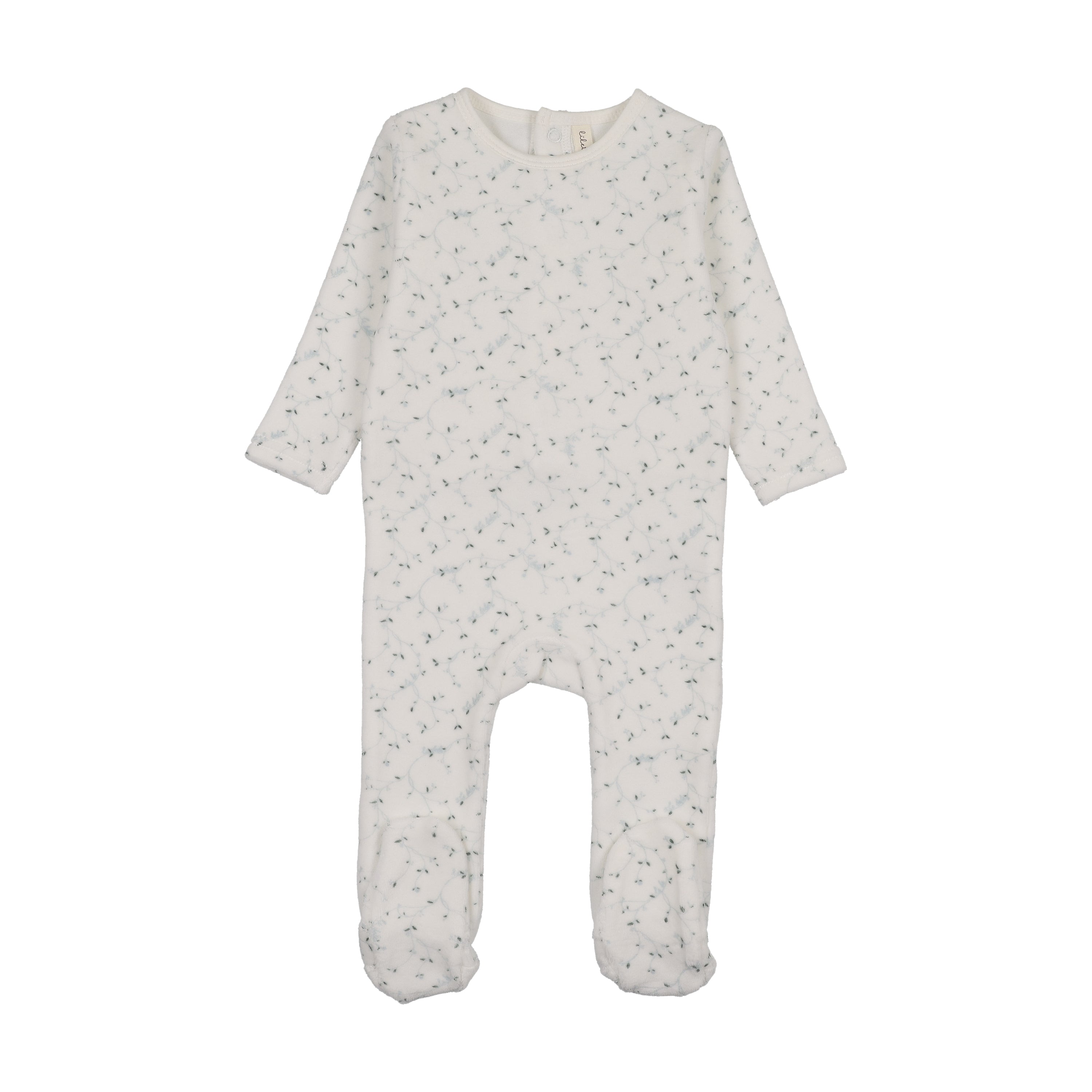 Branch velour footie-cream/blue