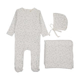 Branch velour layette set-cream/blue