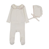 Le bebe pointelle footie set-cream/pink