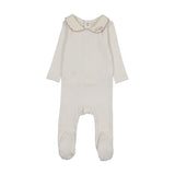 Le bebe pointelle footie-cream/pink