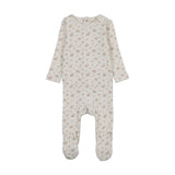 Garden cluster print footie-cream/pink