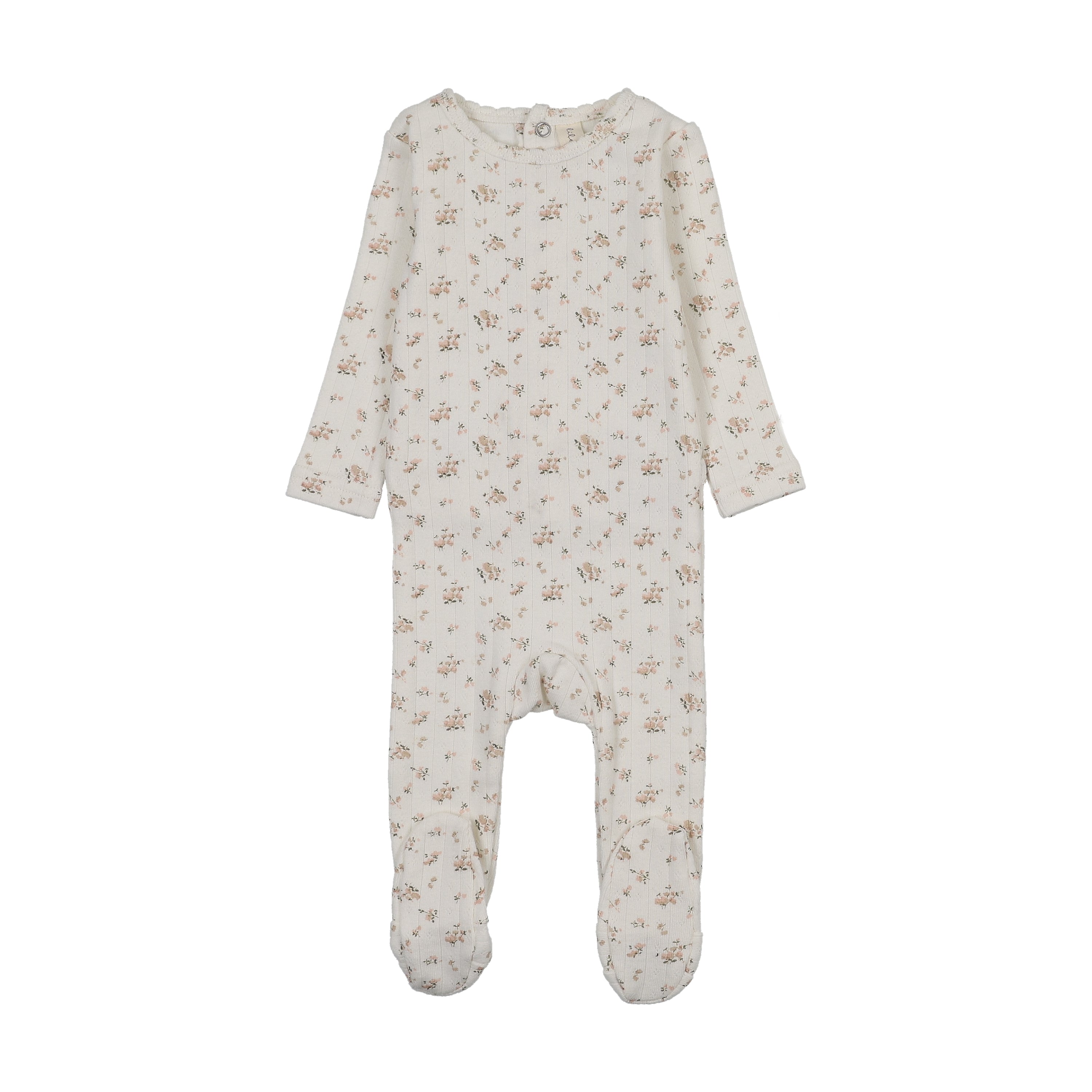 Garden cluster print footie-cream/pink