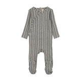 Linear print footie-pale blue