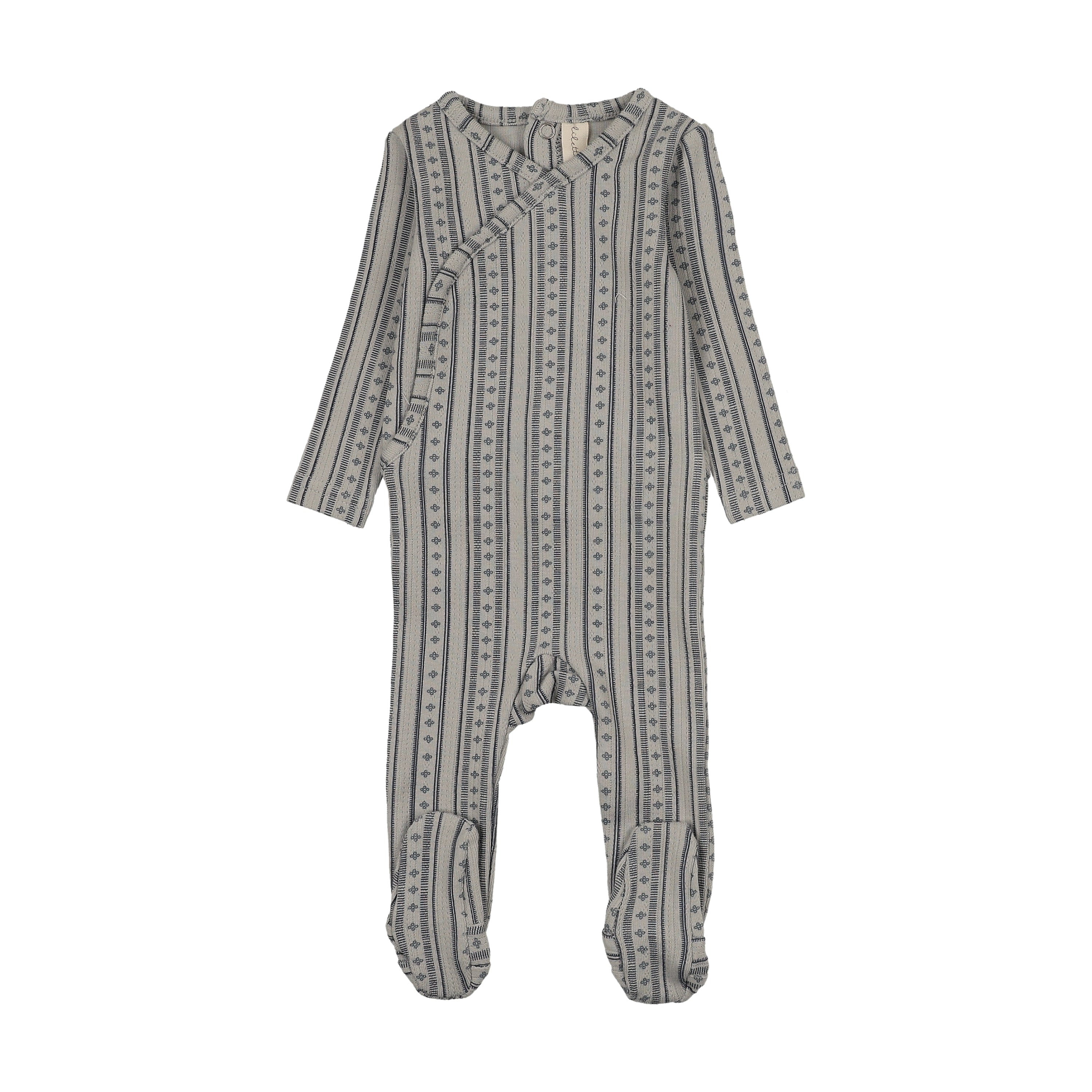 Linear print footie-pale blue