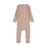 Linear print footie-pale pink