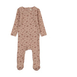 Garden cluster print footie-dusty pink