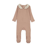 Le bebe pointelle footie-dusty pink
