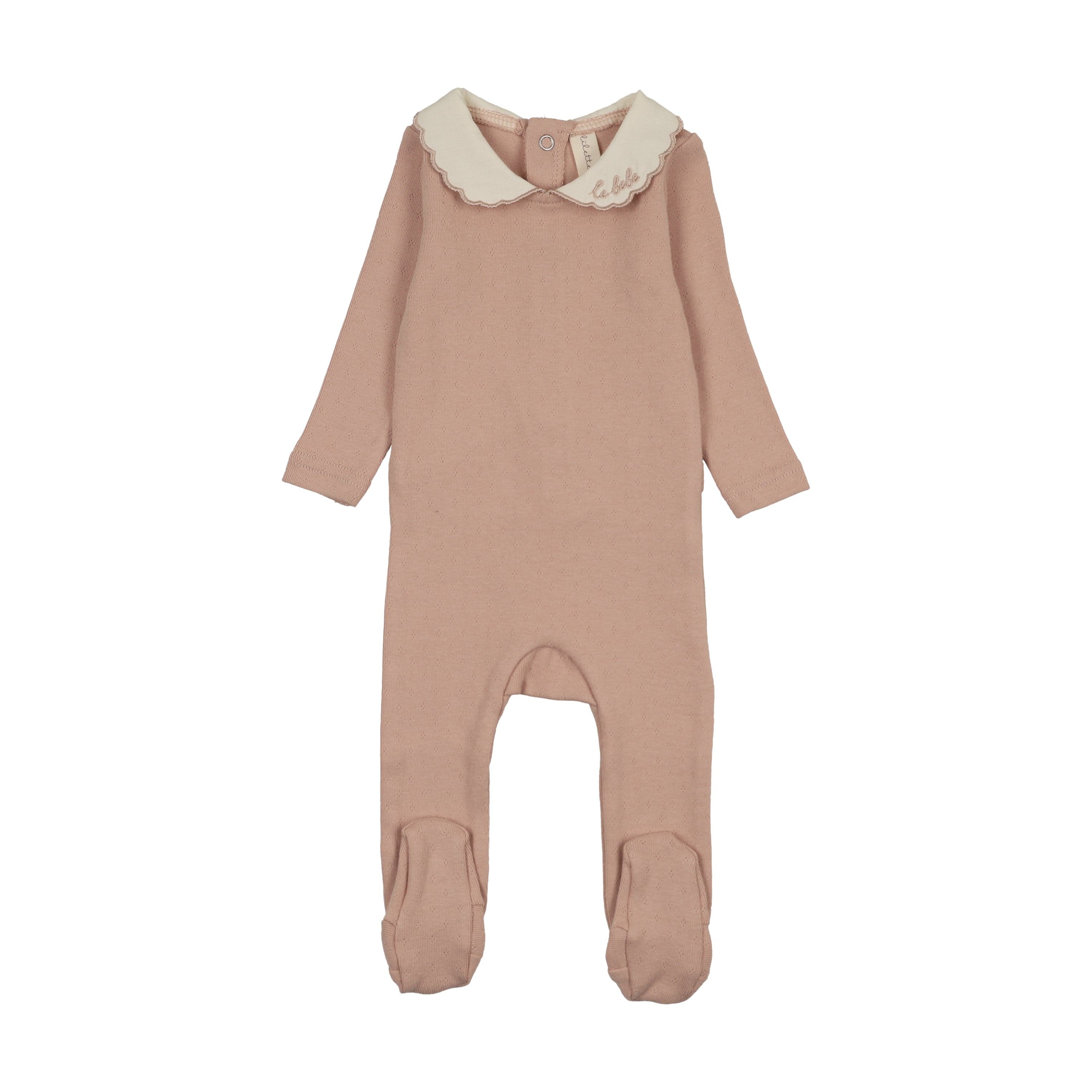Le bebe pointelle footie-dusty pink