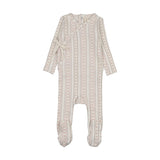 Linear print footie-cream/pink