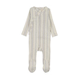 Linear print footie-cream/blue