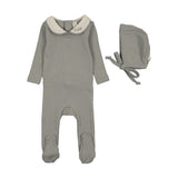 Le bebe pointelle footie set-light blue