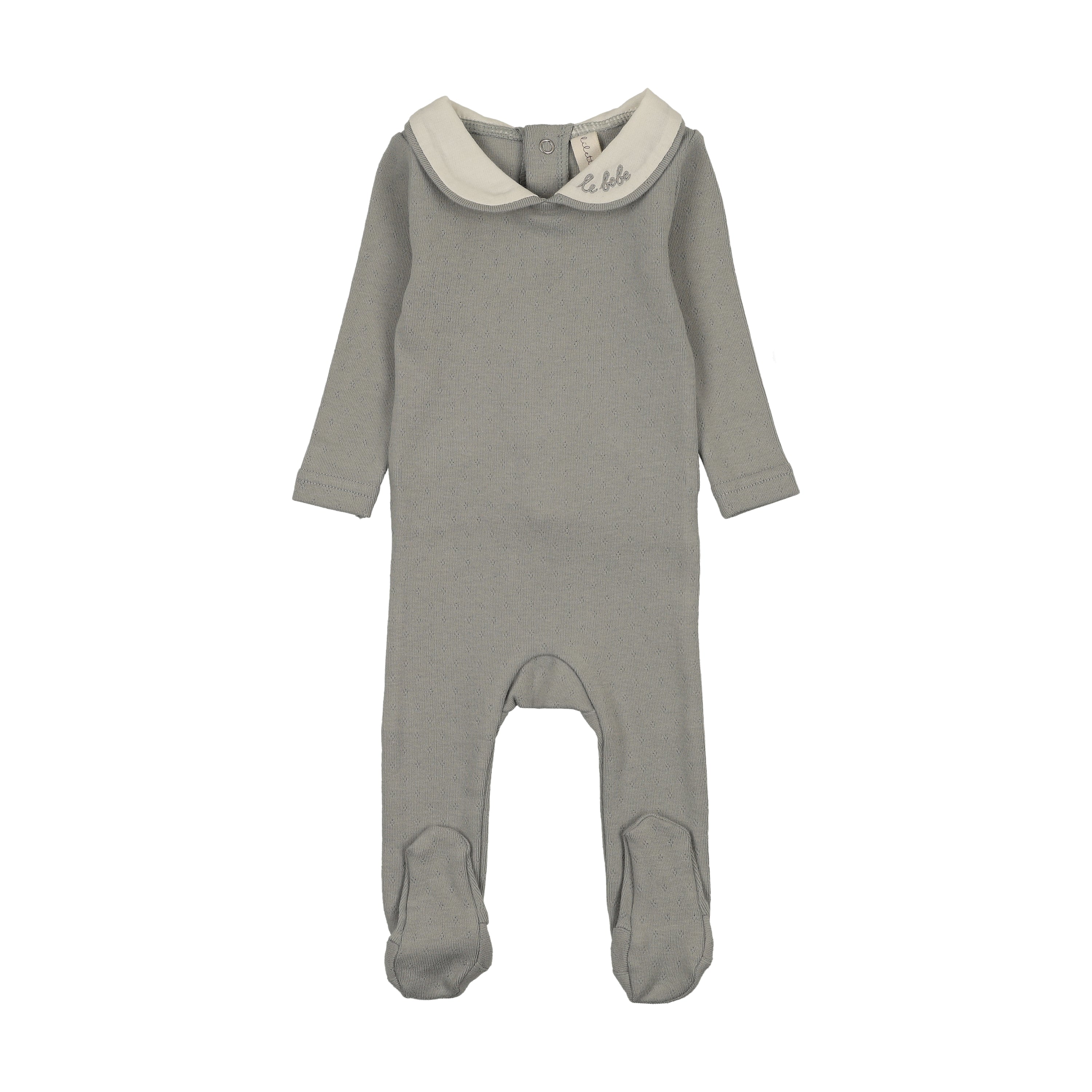 Le bebe pointelle footie-light blue