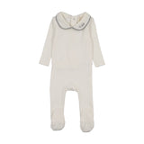Le bebe pointelle footie-cream/blue